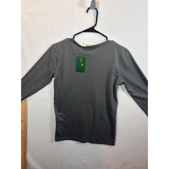 Irish Memories Grey Graphic 3/4 Sleeve Shirt Featuring Harp Design - Picture 10 of 11